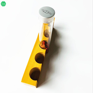 Rak kayu kustom tabung tampilan wadah tabung uji kaca dengan tutup sekrup aluminium - Product Image 6