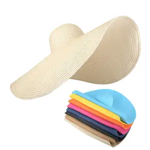 女式沙滩帽皮肤2023太阳夏季蝴蝶结帽可折叠宽边帽稻草