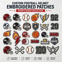 Patchs brodés personnalisés 3D en relief haute densité pour logos d'équipes de football, vente en gros, patchs brodés en vrac