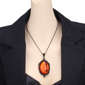 Collar de Cristal con Amatista Ovalada en Engaste de Bisel, Joyería Gótica para Fiesta, Color Rojo Púrpura - Product Image 3