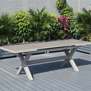<span class=keywords><strong>Tavolo</strong></span> Estensibile in Alluminio Leggero con Piano in Pietra Sinterizzata Moderna, Superficie Grigia, per Esterni e Patio - Product Image 2