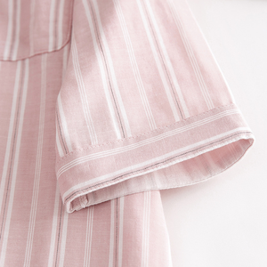 Camicia <span class=keywords><strong>da</strong></span> <span class=keywords><strong>Notte</strong></span> Traspirante in <span class=keywords><strong>Cotone</strong></span> 100% a Righe per Donna, <span class=keywords><strong>Manica</strong></span> Corta, Casual, Primavera Estate Autunno - Product Image 6