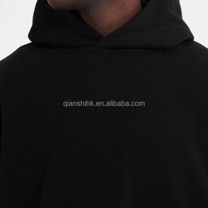 Boxy Custom Black Hoodies Unisex French Terry 100% Cotton Streetwear Sudaderas con capucha en blanco - Product Image 4