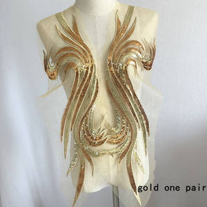 Большой патч с золотыми блестками вышивка аппликация сетчатая кружевная ткань шитье на платье одежда - Product Image 1