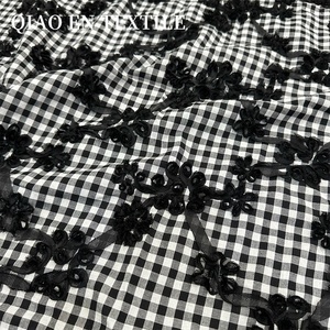 Hecho a mano tridimensional bordado Plaid Vine Wrap tela Vintage transpirable Top chaleco vestido bolsa zapatos sombrero trama de punto hogar - Product Image 2