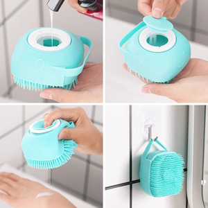 Brosses de massage pliables en silicone écologiques à <span class=keywords><strong>prix</strong></span> d'usine pour <span class=keywords><strong>le</strong></span> bain des chiens avec distributeur de <span class=keywords><strong>savon</strong></span> (pour salle de bain) - Product Image 3