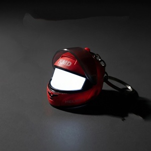 Helmet Shape <b>LED</b> Key Chain <b>Mini</b> Flashlight Keyring Red Portable Pocket <b>Light</b> for Gift and Bag - Product Image 1