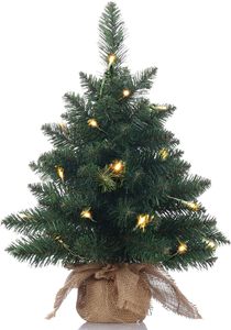 <span class=keywords><strong>Mini</strong></span> <span class=keywords><strong>sapin</strong></span> de Noël artificiel pré-éclairé de 20 pouces, 20 lumières LED blanc chaud, fonctionne sur piles, base <span class=keywords><strong>en</strong></span> toile de jute écologique, pour bureau - Product Image 6