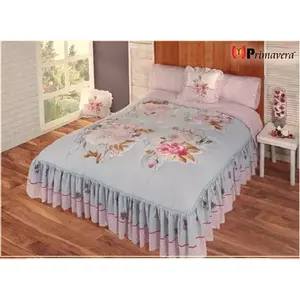 Colcha Doble Bordada con Diseño Floral Carla Depot Catalonia, Tamaño Matrimonial, para Uso Doméstico, 50% Algodón, 50% Poliéster - Product Image 3