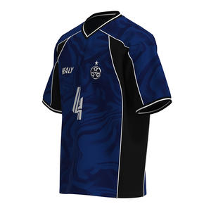 Camiseta Deportiva HEALY Azul Marino y Negra con Estampado Americano en Malla, Manga Corta, Cuello en V, Transpirable y Holgada para Fútbol - Product Image 2