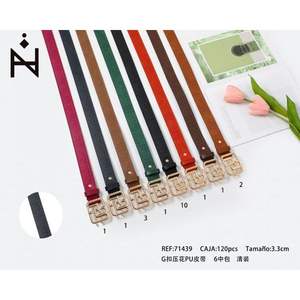 Cinturón de Cuero PU con Hebilla en Forma de G, 3.3cm, Cinturones de Moda para Mujer - Product Image 3