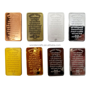 Lingot métallique rectangulaire écologique avec logo Bouddha indien personnalisé WD, 1 once, bronze bouddhiste, cuivre plaqué argent - Product Image 2