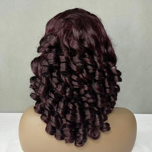 Perruques Lace Front en Gros, Perruque en Cheveux Remy, 14 Pouces # Perruque en cheveux humains 99J Spring Curl 13*4 Frontal SDD - Product Image 1