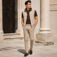 Ensemble pantalon et chemise décontracté pour homme à col en V - Vêtements de printemps de haute qualité, confortables et respirants