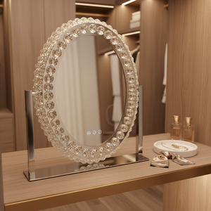 Square Desktop Led Crystal <b>Makeup</b> <b>Mirror</b> <b>with</b> Frame - Product Image 4