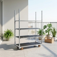 Chariot à fleurs danois empilable avec étagères détachables pour serre, pépinière, stockage et transport de plantes