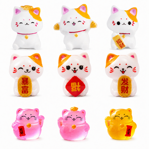 Figurines de <span class=keywords><strong>chat</strong></span> porte-bonheur en résine miniatures en gros, <span class=keywords><strong>Maneki</strong></span> <span class=keywords><strong>Neko</strong></span>, assortiment de miniatures de chats porte-bonheur pour jardin féerique, maison de poupée, décoration DIY - Product Image 1