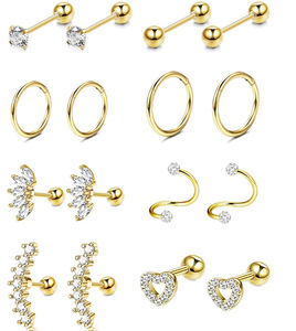 <span class=keywords><strong>Set</strong></span> di 8 Gioielli per Piercing Corporeo con Pietre CZ in <span class=keywords><strong>Acciaio</strong></span> <span class=keywords><strong>Chirurgico</strong></span> Inossidabile <span class=keywords><strong>Set</strong></span> di <span class=keywords><strong>Orecchini</strong></span> per Cartilagine - Product Image 5