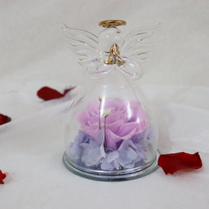 Decorazione conservata <span class=keywords><strong>fiore</strong></span> <span class=keywords><strong>angelo</strong></span> vera rosa regalo fatto a mano <span class=keywords><strong>fiore</strong></span> eterno rosa di lunga durata In cupola di vetro - Product Image 2