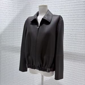 Chaqueta de Cuero Genuino de Piel de Oveja Personalizada para <span class=keywords><strong>Mujer</strong></span>, con Cierre, Resistente al Viento, Elegante, Informal, para Otoño - Product Image 2