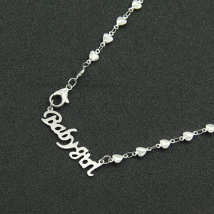 Standing Peach Heart Splicing Necklace, Hipster Stainless Steel Letter Pendant Collarbone Chain Tanjing - Product Image 3