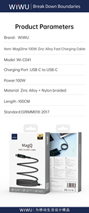 WiWU 1M 30W/100W aleación y nailon tejido tipo C Cable <span class=keywords><strong>de</strong></span> carga rápida portátil inteligente Android y <span class=keywords><strong>iPhone</strong></span> 15 Cable garantía <span class=keywords><strong>de</strong></span> calidad - Product Image 5