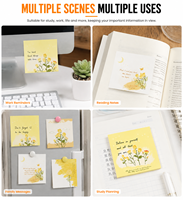 Blocs-notes adhésifs à motif floral rose, papier premium sans transfert, bloc-notes personnalisé, reliure robuste, papeterie de bureau et scolaire