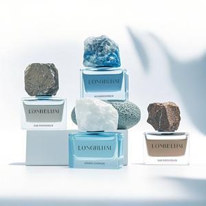 Cosmetic Glass Perfume <b>Bottle</b> Square Rectangle 20ml 30ml 50Ml 100ml Parfum <b>Empty</b> Clear Glass <b>Spray</b> Perfume <b>Bottles</b> with Jade Cap - Product Image 1