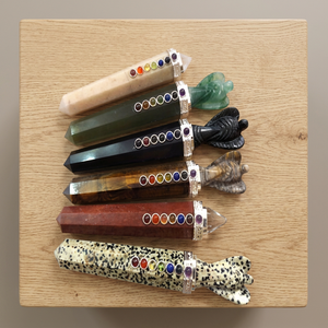 Black Tourmaline 7 Chakra Crystal Reiki Healing <b>Wand</b> Natural Gemstone Handmade Decor - Product Image 3