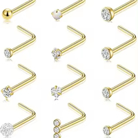 Bijoux de piercing pour femmes et hommes en acier inoxydable avec boule en argile CZ en forme de L, fleur, opale, étoile, cœur