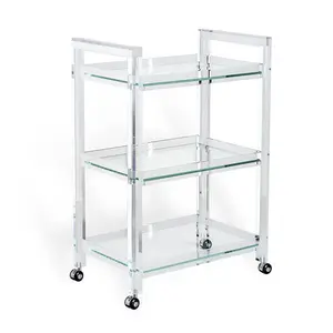 Dining Cosmetic Hand Carts Hotel Room Service Tea Kitchen Hospital Food Acrylic Trolley