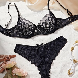 Lingerie sexy à la mode, soutien-gorge brodé de fleurs, lingerie en dentelle confortable et respirante pour femmes - Product Image 1