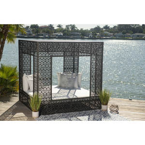 Tumbona de Playa para Todo Clima con Toldo, Cama de Mimbre de Ratán Tejida a Mano, Tumbona Impermeable para Piscina, Tumbona de Playa - Product Image 5