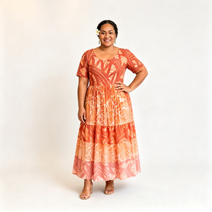 Abito da donna <span class=keywords><strong>taglie</strong></span> forti stampato all'ingrosso, elegante con scollo rotondo, maniche corte e gonna ampia, traspirante e valorizzante - Product Image 5