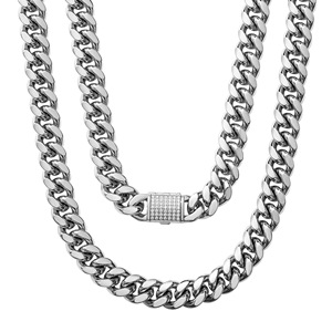 Cadena gruesa <span class=keywords><strong>Mami</strong></span> de 10mm y 14mm para hombre, de acero inoxidable diseño geométrico, sin deslustre, PVD de 18 quilates, cierre de diamante chapado en oro, aniversarios - Product Image 6