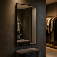 Espejo de Baño Rectangular Moderno, Marco Delgado Negro Mate, Espejo de Vanidad con Marco para Montar en la Pared, Espejo Grande para Baño, Decoración del Hogar