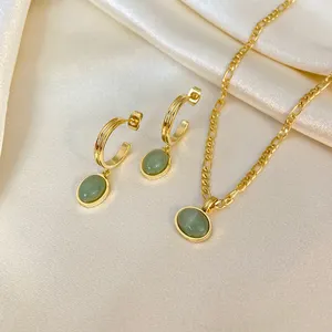 Buy China Wholesale Wholesale Non Tarnish Free Waterproof Minimalist  Jewelry Green Jade Pendant Necklace Women Stainless Steel Necklace Chain & Stainless  Steel Necklace Chain $3.12