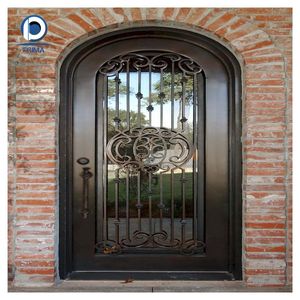 Puerta de Entrada Doble de Hierro Forjado para Villa o Apartamento, Personalizada, con Vidrio - Product Image 6