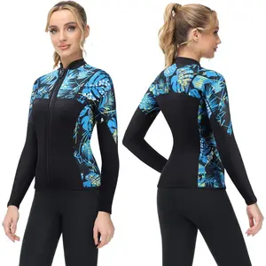 Owntop Surf Snorkeling Fácil Entrada Frente Zip Calor Ultra Stretchy Neoprene Jacket Wetsuits Tops Mulheres