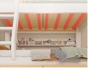 Nội thất phòng ngủ trẻ em giá rẻ, giường gỗ chắc chắn, giường tầng hoạt hình cho trẻ em có ngăn chứa đồ dưới cầu thang, bàn học kèm cầu trượt - Product Image 5