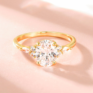 Anillo de compromiso SGARIT personalizado de 2 quilates, corte ovalado, oro de 14 quilates, 6 piedras laterales, diamante cultivado en laboratorio, anillo de boda, joyería, VVS D, certificado IGI - Product Image 2
