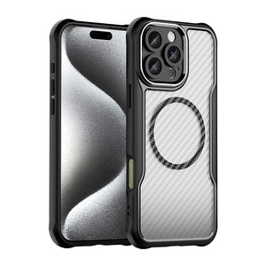 Cadres photo autonomes Clear Hard TPU + PC Carbon Fiber Magnet Mobile Phone Case pour iphone 16 Pro Max - Product Image 1