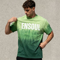 T-shirt Oversize Personnalisé à Teinture Dégradée 230GSM en Coton Lourd Streetwear Homme avec Impression Sérigraphique Lettres T-shirt Décontracté