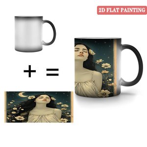 Mug en céramique à changement de couleur 11oz Noir givré Tasse vierge pour sublimation Souvenir de festival - Product Image 4