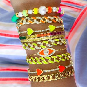 Promotion Bijoux pour femmes plaqués or, chaîne cubaine <span class=keywords><strong>Miani</strong></span> de 8 mm, bracelet cubain en émail coloré néon - Product Image 6