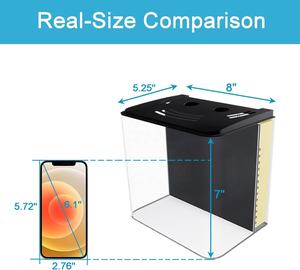 ชุดสตาร์ทถังปลาพลาสติก1.2แกลลอนปั๊มกรองน้ำ LED สำหรับตู้ปลาขนาดเล็ก Bettas 5W ทรงสี่เหลี่ยมผืนผ้า - Product Image 5