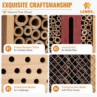 Nichoir vertical en bois pour insectes, boîte à abeilles suspendue, hôtel à abeilles en bois naturel pour la décoration de jardin et l'habitat de la faune.