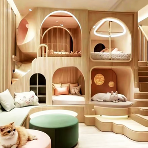 Cama de lujo multifuncional de madera maciza para gatos, zona de juegos, villa para gatos, <span class=keywords><strong>litera</strong></span> infantil, base secreta para varios bebés con almacenamiento - Product Image 1