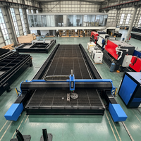 Machine de découpe laser à rail au sol de grand format 20KW pour tôles métalliques épaisses, table de travail segmentée de 13 mètres pour la fabrication de structures en acier