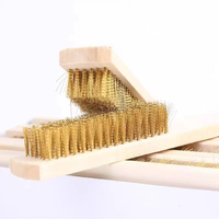 Manche en bois brosse métallique en acier cuivré 15mm poils multi-fonction élimination de la rouille couteau de nettoyage de Surface métallique bois métal
